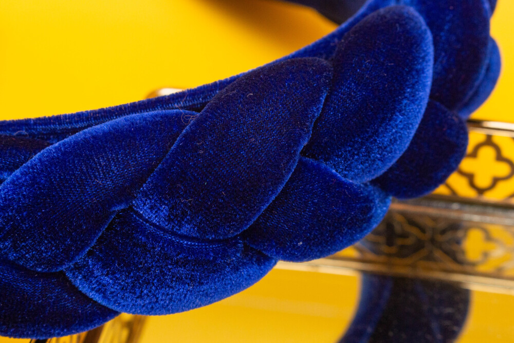 TIARA | TRANÇA CHEIA VELUDO | AZUL DIA