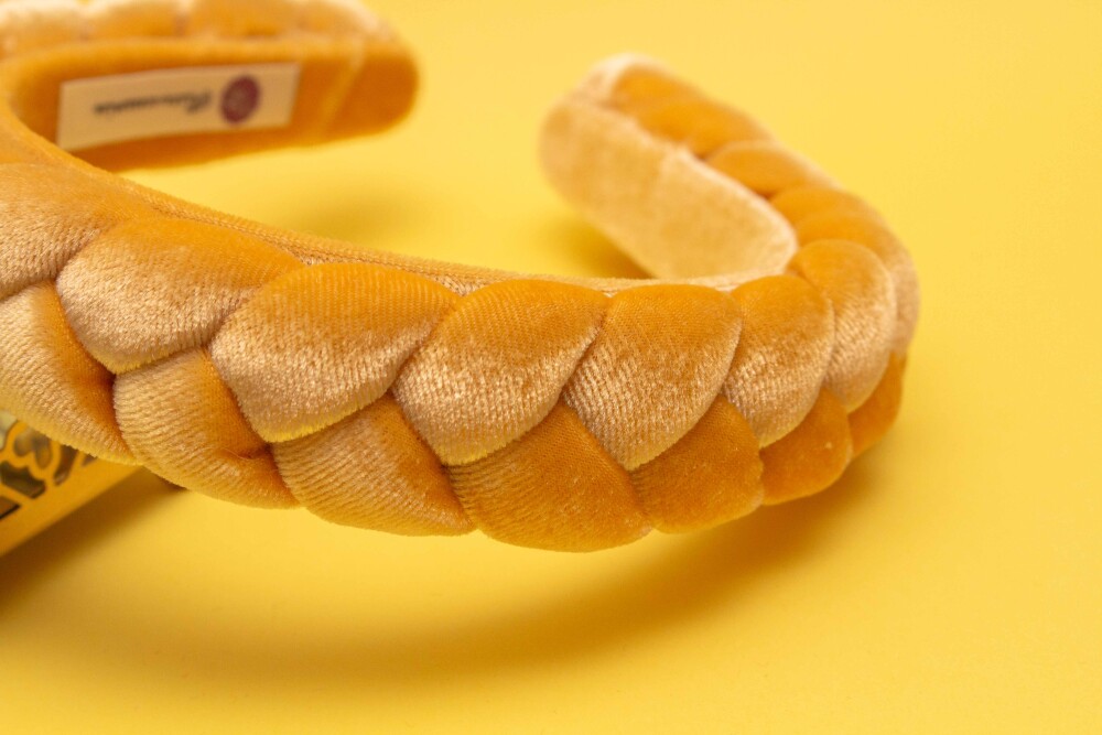 TIARA | TRANÇA CHEIA VELUDO | AMARELO MOSTARDA