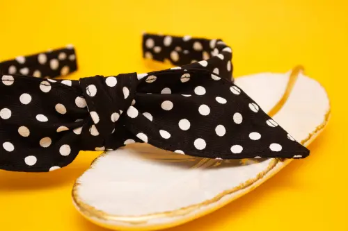 TIARA | TRICOLINE COM BOLINHAS LAÇO | PRETO BOLINHA BRANCA