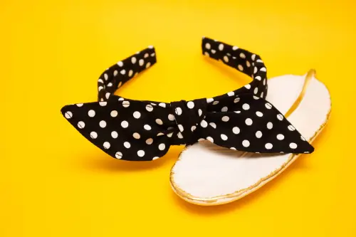 TIARA | TRICOLINE COM BOLINHAS LAÇO | PRETO BOLINHA BRANCA