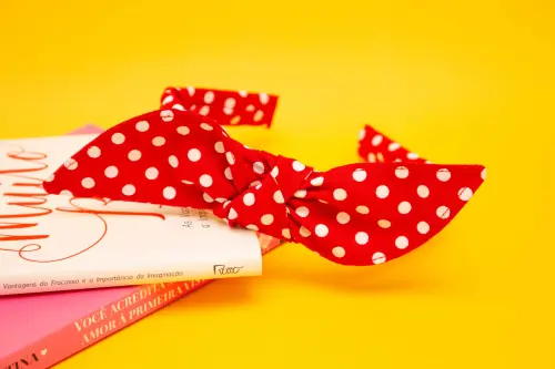 TIARA | TRICOLINE COM BOLINHAS LAÇO | VERMELHO BOLINHA BRANCA