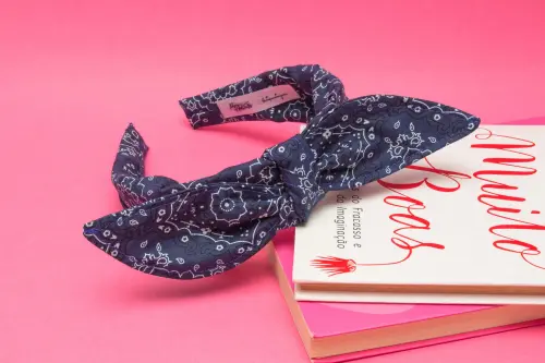 TIARA | TRICOLINE BANDANA LAÇO | AZUL ESCURO