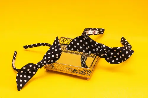 KIT MÃE E FILHA TRICOLINE LAÇO COM BOLINHA (2 TIARA) | PRETO