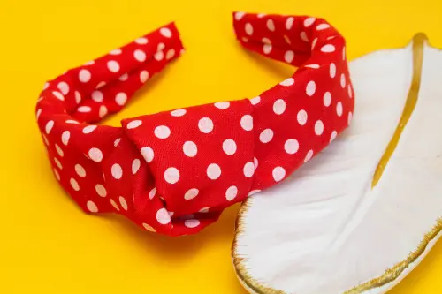 TIARA | TRICOLINE COM BOLINHA NÓ TURBANTE  | VERMELHA