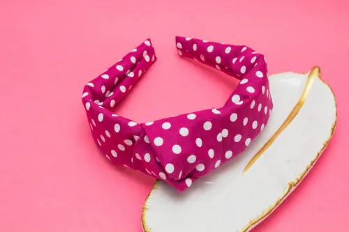 TIARA | TRICOLINE COM BOLINHA NÓ TURBANTE | BORDÔ