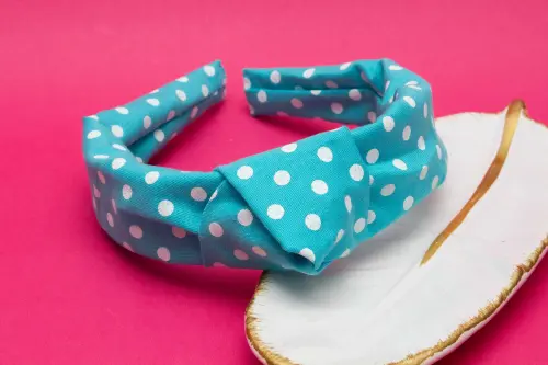 TIARA | TRICOLINE COM BOLINHA NÓ TURBANTE  | AZUL CLARO