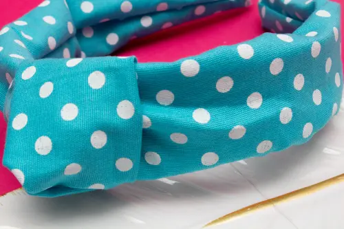 TIARA | TRICOLINE COM BOLINHA NÓ TURBANTE  | AZUL CLARO