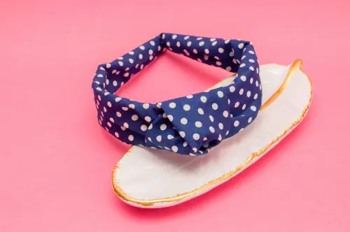 TIARA | TRICOLINE COM BOLINHA NÓ TURBANTE | AZUL ESCURO