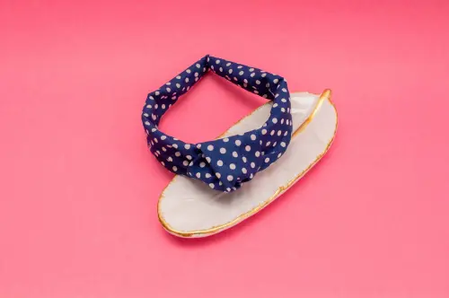 TIARA | TRICOLINE COM BOLINHA NÓ TURBANTE | AZUL ESCURO