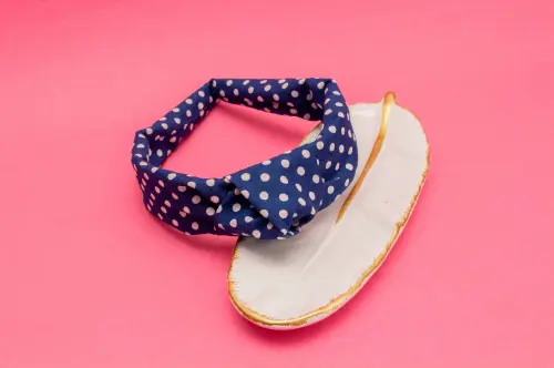 TIARA | TRICOLINE COM BOLINHA NÓ TURBANTE | AZUL ESCURO