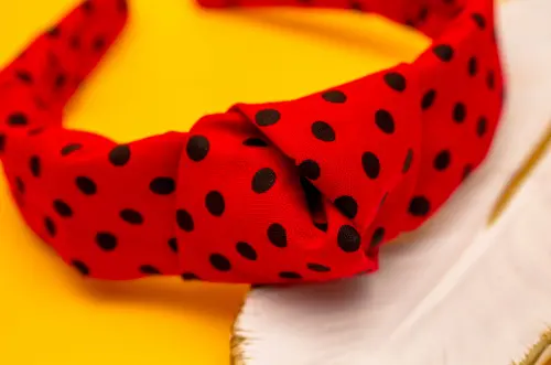 TIARA | TRICOLINE COM BOLINHA NÓ TURBANTE | VERMELHO BOLINHA PRE