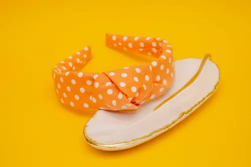 TIARA | TRICOLINE COM BOLINHA NÓ TURBANTE | LARANJA