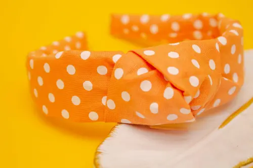 TIARA | TRICOLINE COM BOLINHA NÓ TURBANTE | LARANJA