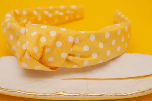 TIARA | TRICOLINE COM BOLINHA NÓ TURBANTE | AMARELO