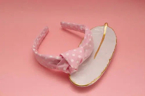 TIARA | TRICOLINE COM BOLINHA NÓ TURBANTE | ROSA