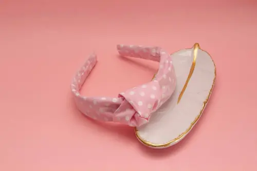 TIARA | TRICOLINE COM BOLINHA NÓ TURBANTE | ROSA