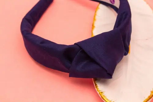 TIARA | TRICOLINE LISO NÓ TURBANTE | AZUL MARINHO