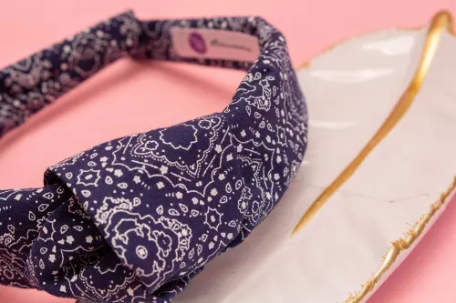 TIARA | TRICOLINE BANDANA NÓ TURBANTE | AZUL ESCURO