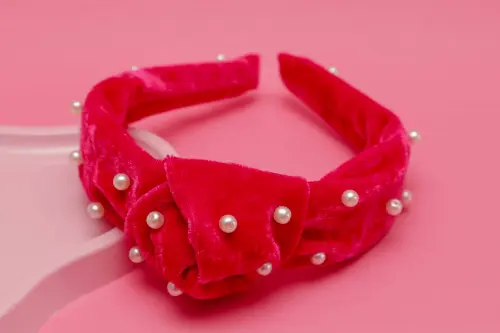 TIARA | NÓ TURBANTE VELUDO COM PEROLAS | PINK