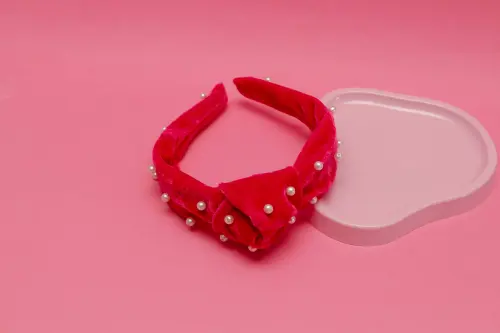 TIARA | NÓ TURBANTE VELUDO COM PEROLAS | PINK