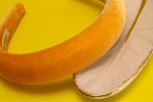 TIARA | CHEIA VELUDO | AMARELO MOSTARDA