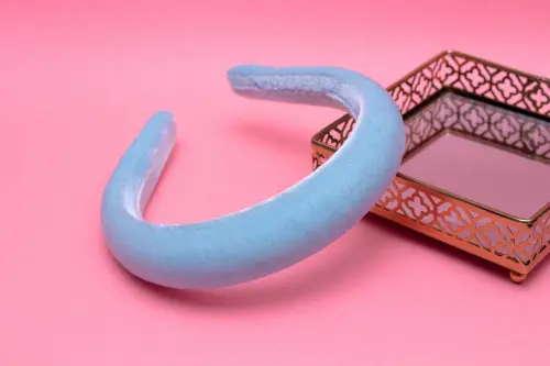 TIARA | CHEIA VELUDO | AZUL CLARO