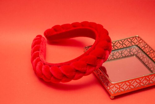 TIARA | TRANÇA CHEIA VELUDO | VERMELHO