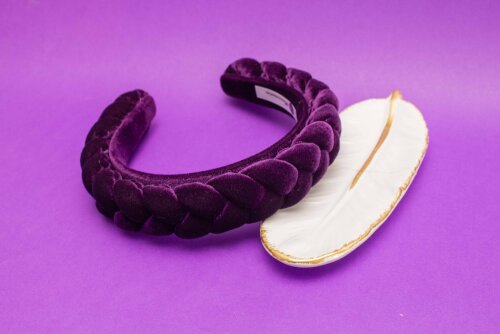 TIARA | TRANÇA CHEIA VELUDO | ROXO ESCURO