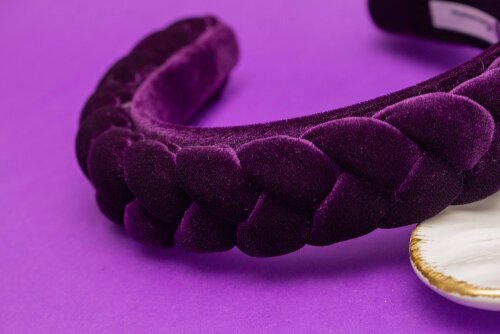 TIARA | TRANÇA CHEIA VELUDO | ROXO ESCURO