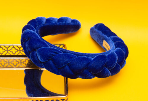 TIARA | TRANÇA CHEIA VELUDO | AZUL ROYAL