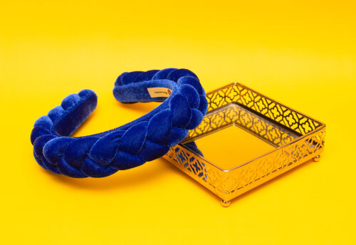 TIARA | TRANÇA CHEIA VELUDO | AZUL ROYAL