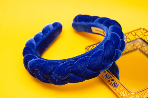 TIARA | TRANÇA CHEIA VELUDO | AZUL ROYAL