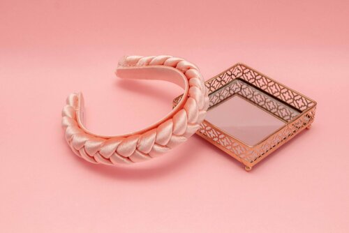 TIARA | TRANÇA CHEIA VELUDO | ROSA SALMÃO