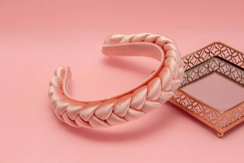 TIARA | TRANÇA CHEIA VELUDO | ROSA SALMÃO