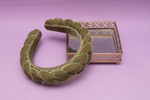 TIARA | TRANÇA CHEIA VELUDO | VERDE MILITAR
