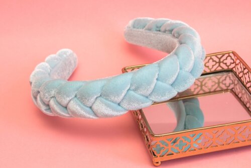 TIARA | TRANÇA CHEIA VELUDO | AZUL CLARO