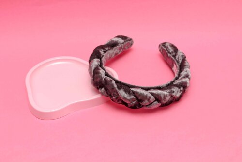 TIARA | TRANÇA CHEIA VELUDO | CINZA (MOLHADO)