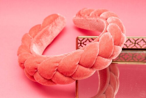 TIARA | TRANÇA CHEIA VELUDO | ROSA CHICLETE