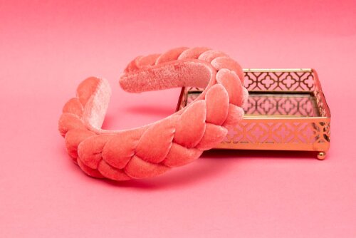 TIARA | TRANÇA CHEIA VELUDO | ROSA CHICLETE