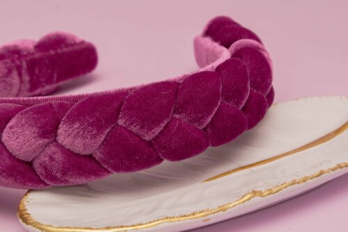 TIARA | TRANÇA CHEIA VELUDO | ROXO (CRISTAL)