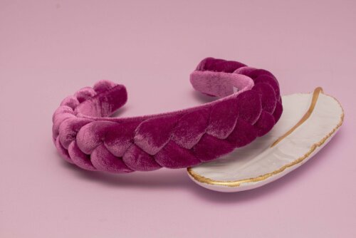 TIARA | TRANÇA CHEIA VELUDO | ROXO (CRISTAL)