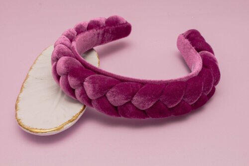 TIARA | TRANÇA CHEIA VELUDO | ROXO (CRISTAL)