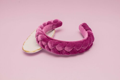 TIARA | TRANÇA CHEIA VELUDO | ROXO (CRISTAL)