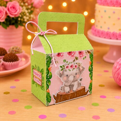 Kit Festa Safari Aquarela Menina PEGUE E MONTE 35 Caixas Lembranc