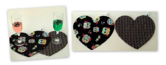 Mug Rug ou Tapete de Caneca Namorados