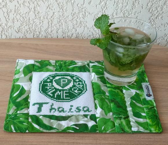 Mug Rug Porta Copos Futebol Personalizado com Bordado a Mao