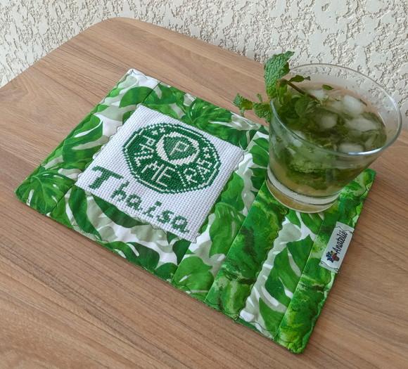 Mug Rug Porta Copos Futebol Personalizado com Bordado a Mao