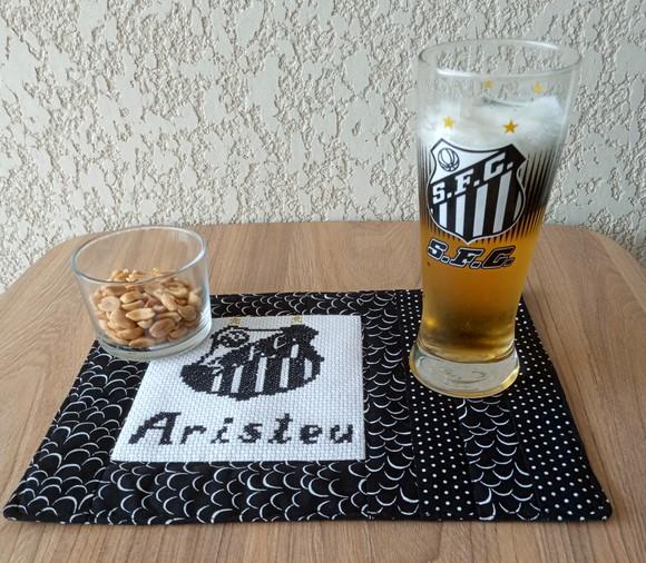 Mug Rug Porta Copos Futebol Personalizado com Bordado a Mao