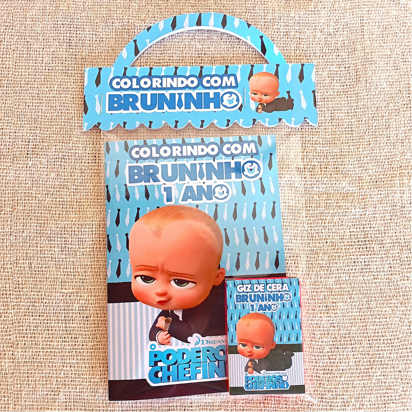 Livro de colorir + giz de cera O Poderoso Chefinho Lembrancinha