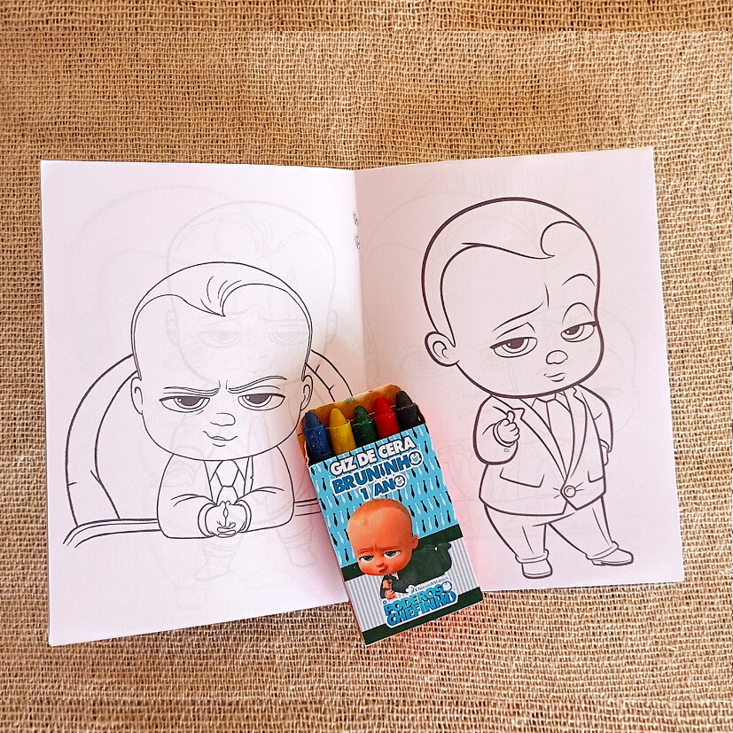 Livro de colorir + giz de cera O Poderoso Chefinho Lembrancinha